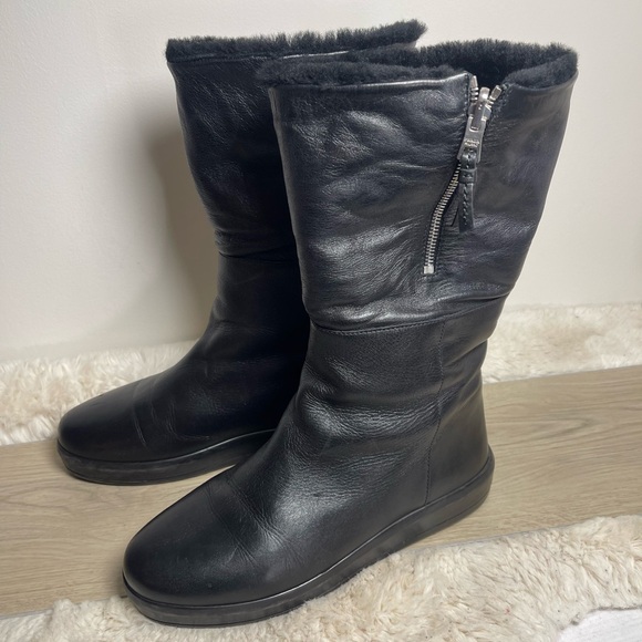 Prada Leather Shearling Winter Boots - Picture 13 of 16